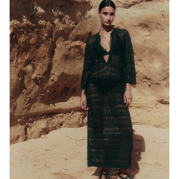 Me+Me Women’s Linen Lace Stitch Beach Maxi Dress - Picture 2 of 3